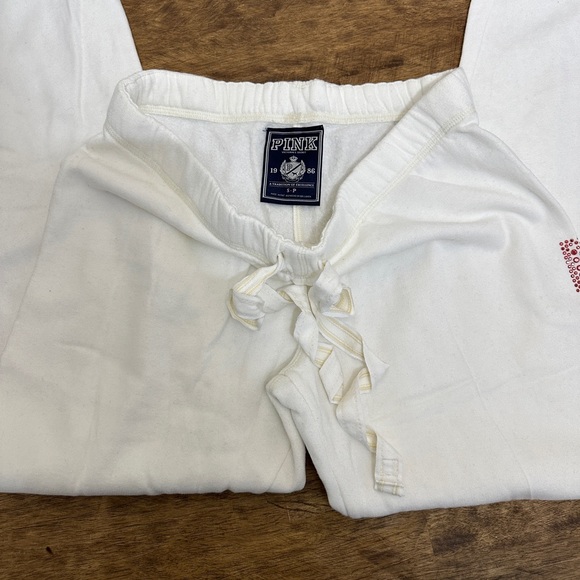 VICTORIA’S SECRET PINK HTF VINTAGE OLD SCHOOL LOVE PINK WHITE LOGO SWEATPANTS S - Picture 10 of 11